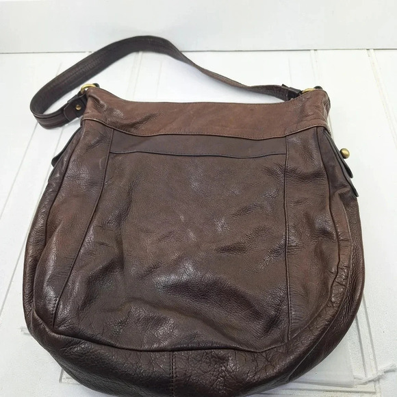 Sabina New York Genuine Leather Shoulder Hobo Brown Big Carry Bag Tote. - Picture 6 of 11